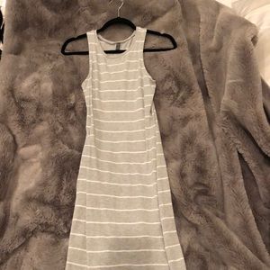 Gray and white striped dress